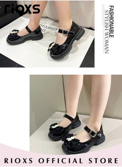 RIOXS Girls Princess Shoes Mary Jane Dance Flats Low Heel Soft Sole Shoes With Bowknot  - Image 4