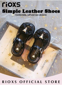 RIOXS Girls Princess Shoes Mary Jane Dance Flats Low Heel Soft Sole Shoes With Bowknot  - Image 2
