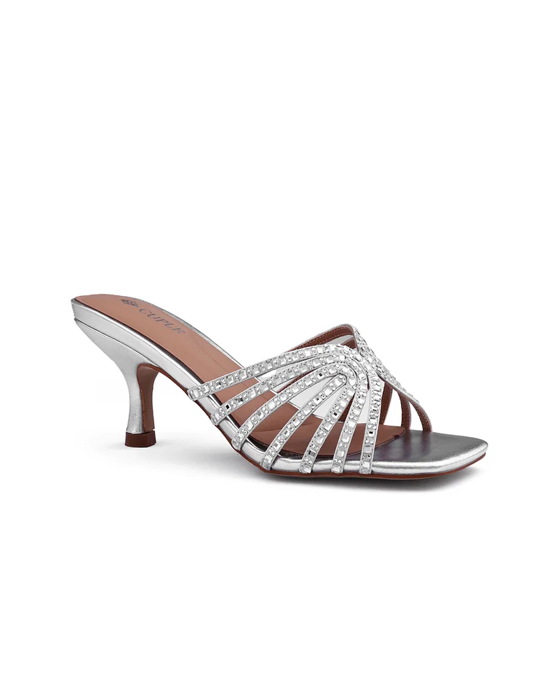 Womens interwoven strap heeled sandals