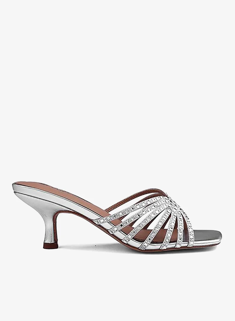 كابلي صنادل نسائية بكعب وأشرطة متشابكة