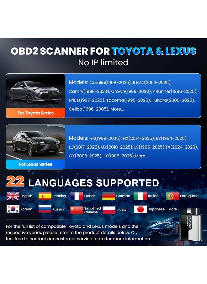kingbolen KINGBOLEN SOLOSCAN OBD2 Scanner Bluetooth for Toyota Lexus  - Image 3