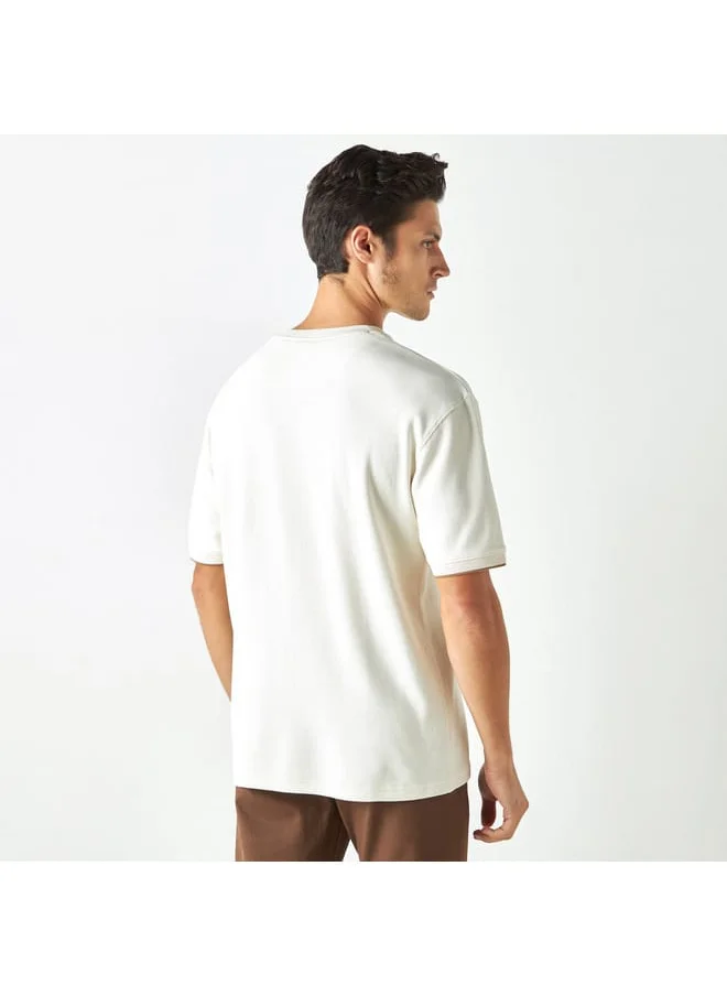 Iconic Iconic Solid Crew Neck T-shirt with Short Sleeves