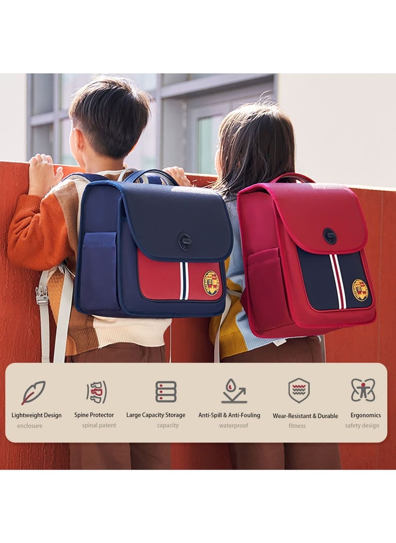 Nohoo - حقيبة ظهر مدرسية أفقية لحماية العمود الفقري من Nohoo Preppy لطلاب المرحلة الابتدائية من 0 إلى 5 سنوات - باللون الأزرق - Image 1