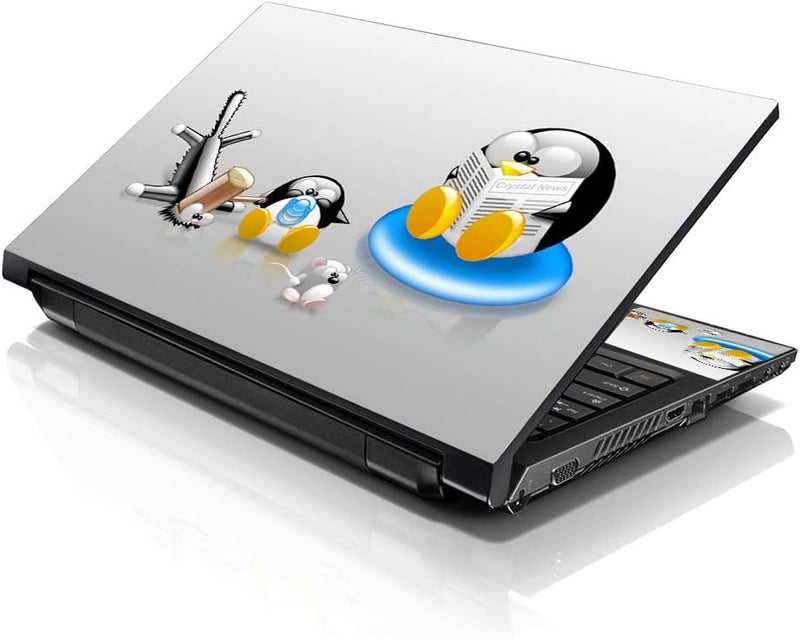 LSS Laptop 17-17.3" Skin Cover with Colorful Penguins Pattern for HP Dell Lenovo Apple Asus Acer Compaq - Fits 16.5" 17" 17.3" 18.4" 19" (2 Wrist Pads Free) - Image 1
