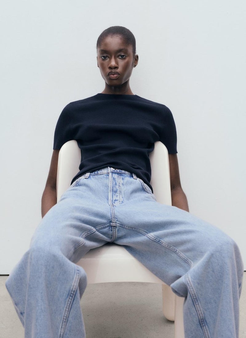 MANGO Short-Sleeved Fine-Knit Sweater  - Image 3