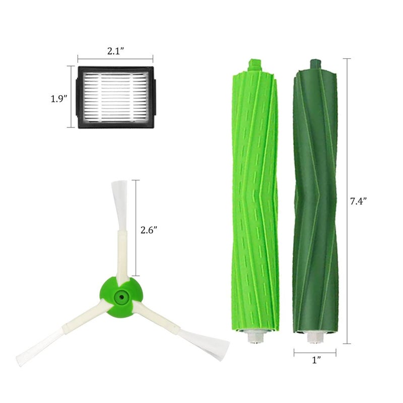 MZY LLC Replacement Parts for iRobot Roomba i7 i7+ i3 i3+ i4 i6 i6+ i8 i8+ E5 E6 E7 Vacuum Cleaner, 1 Set of Multi-Surface Rubber Brushes & 3 HEPA Filters & 4 Side Brushes - Image 5