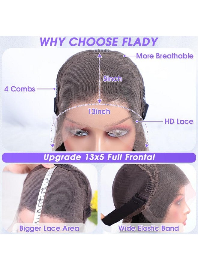 Flady 20 inch Black Straight Lace Front Wigs Human Hair Pre Plucked Bleached Knots 13x4 HD Lace Frontal Wigs Human Hair 180% Density Glueless Wigs Human Hair For Black Women - Image 3