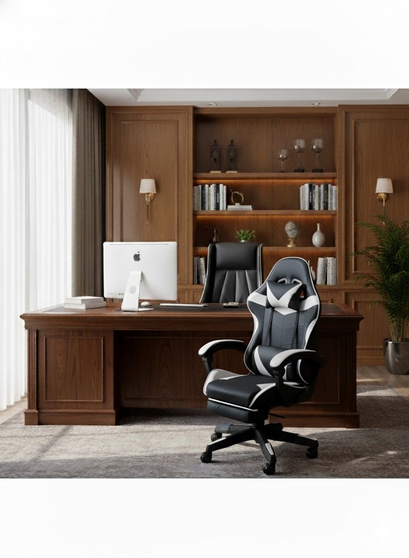 AGD Office and Gaming Chair with Armrests and Footrest, Swivel Chair with High Reclining Back, Headrest, Backrest, and Lumbar Support - Image 4