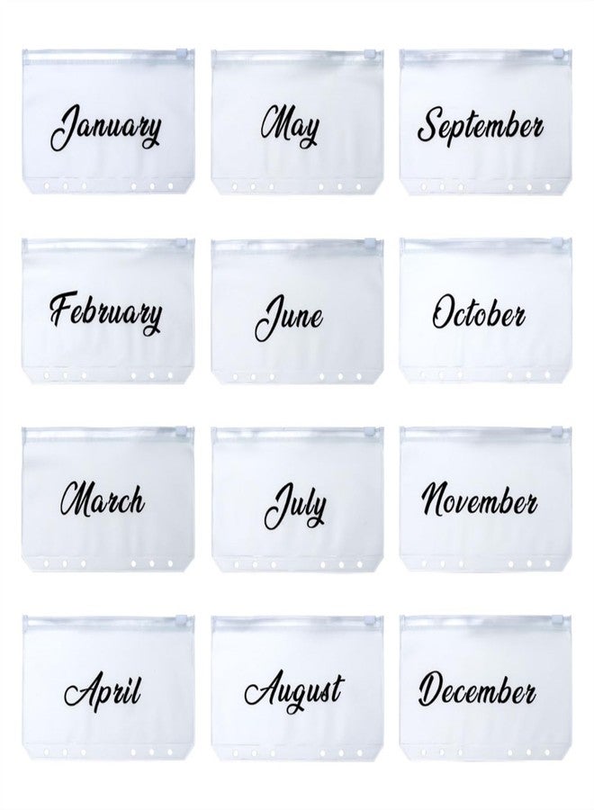 XiowDow A6 Binder Pockets 12 Black Cash Envelopes Frosted PVC Budget Envelope Monthly Money Organizer for A6 6 Rings Notebook Planner Inserts Office School Supplies - Image 1
