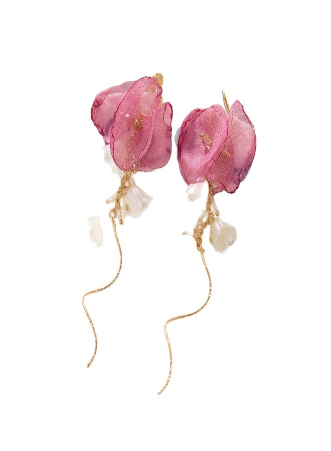 AMAAL Floral Long Earrings for Women & Girls | Stylish Gold Plated Earrings | Elegant Aesthetic Minimal Jewellery for woman | Trendy Flower Design Ear Rings for Women | Gift Earing for Girls -228 - Image 1