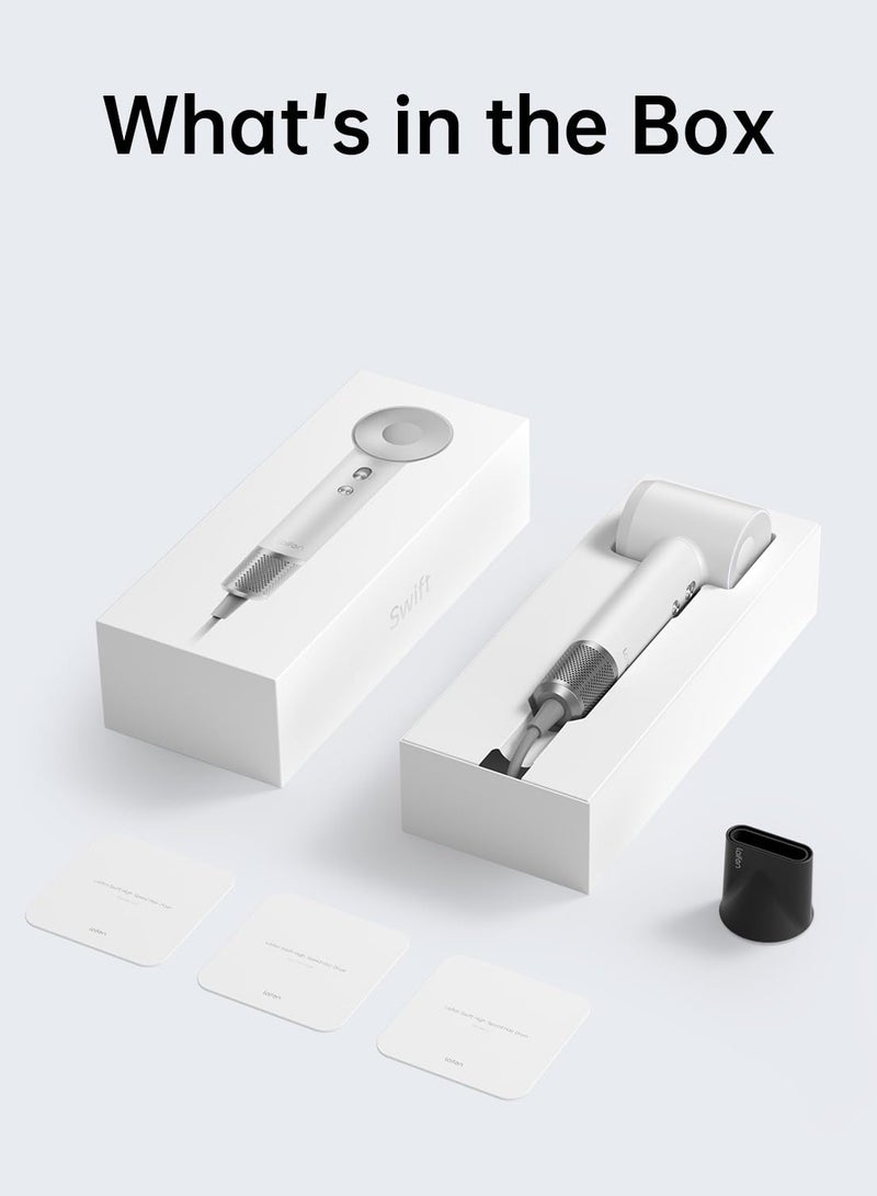 لايفن مجفف الشعر الايوني سويفت  - أبيض - محرك عالي السرعة 110,000 دورة في الدقيقة، تقنية الأيونات السالبة، مجفف شعر سريع الجفاف - فوهة مغناطيسية واحدة، تحكم ذكي بالحرارة منخفض الضوضاء - الأكثر مبيعًا عالميًا - Image 5