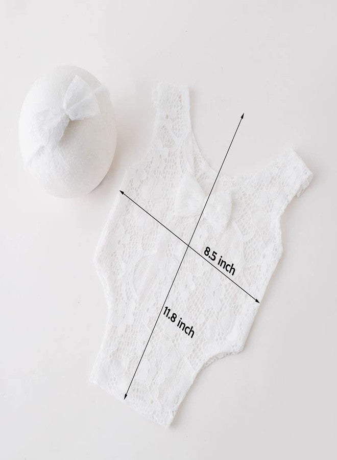 Vemonllas Newborn Infant Baby Photography Props Girls Lace Bow Vest Bodysuits Romper Photo Shoot Princess Clothes (White) - Image 4