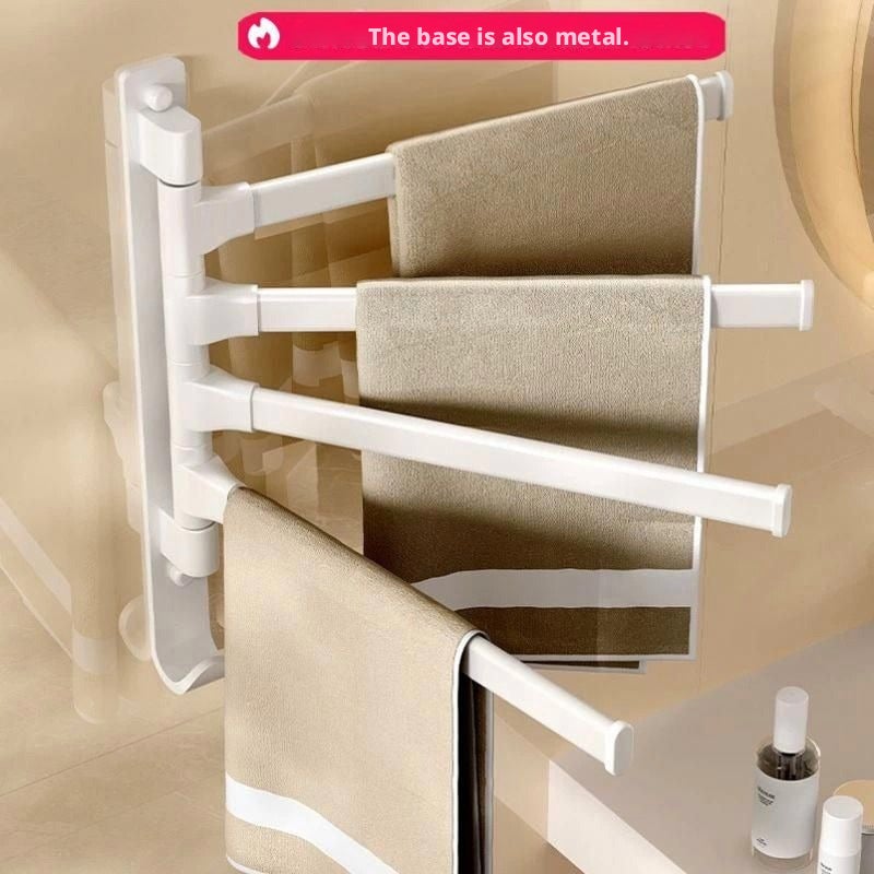Rotating 4-Bar Towel Rack, Self-Adhesive, Cream White - Image 1