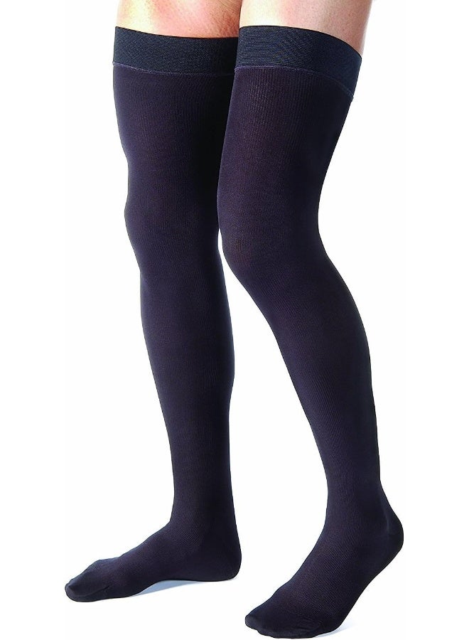 JOBST - 115518 for Men Thigh High 15-20mmHg Ribbed Closed Toe, L, Black - Image 1