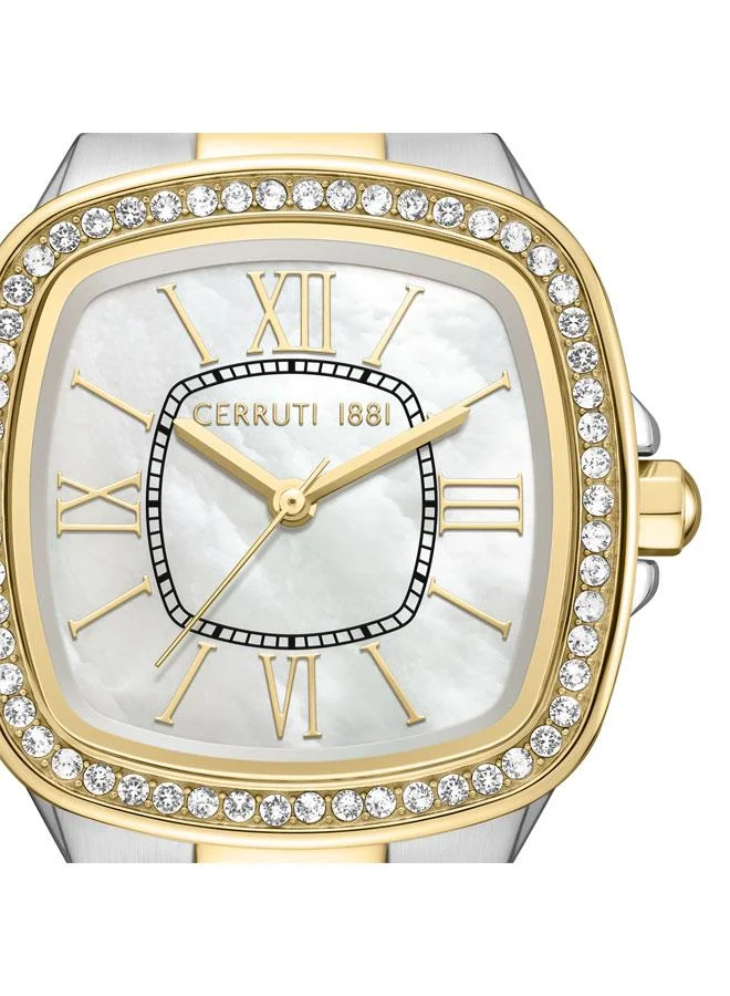 CERRUTI 1881 Silver/Yellow Gold Women's Casale 24mm White Mother-of-pearl Dial Quartz Analog Watch For Women for Women | Best Price UAE