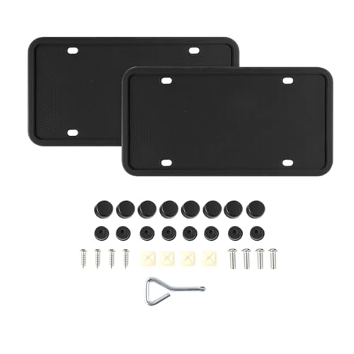 HZEL Car License Plate Frame 2PCS Silicone Rustproof Front Back Tag Guard Bracket Holder Rattle Proof Weatherproof Automotive Protection Accessories Universal for SUV Truck RVBlack - Image 1