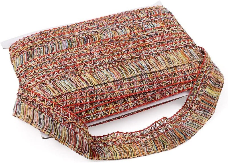 Mega Pet 27.34 Yards Polyester Fringe Tassel Lace Trim Multi-Colors 1 Inch Chainette Fringe Fibre Trim Ribbons Costume Accessories for Curtain Furniture Decoration Sewing DIY Crafts Making - Image 2
