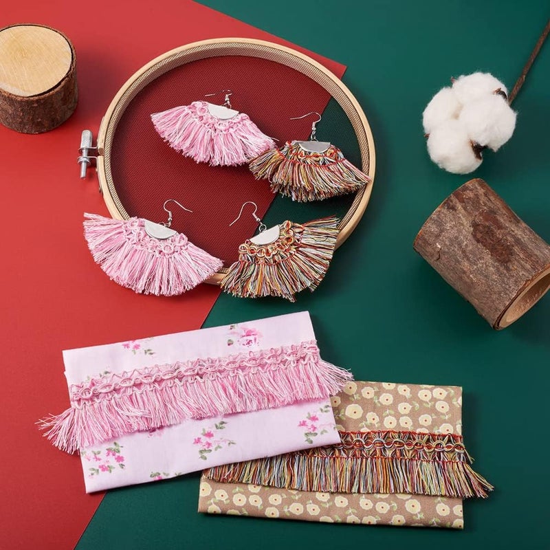 Mega Pet 27.34 Yards Polyester Fringe Tassel Lace Trim Multi-Colors 1 Inch Chainette Fringe Fibre Trim Ribbons Costume Accessories for Curtain Furniture Decoration Sewing DIY Crafts Making - Image 4