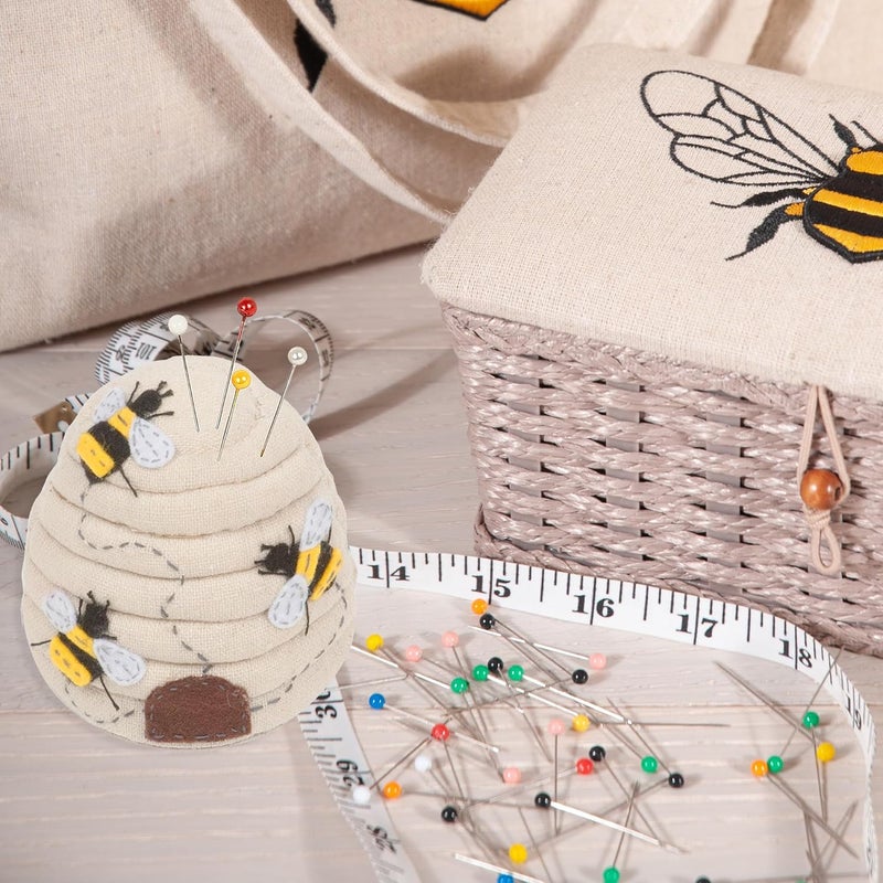 Hobby Gift Novelty Beehive Pincushion – Cute Holder for Sewing Quilting Needles, Accessories for Needlework DIY Crafts Dressmaking – 100% Cotton Fabric, 3.1 x 3.1 - Image 5