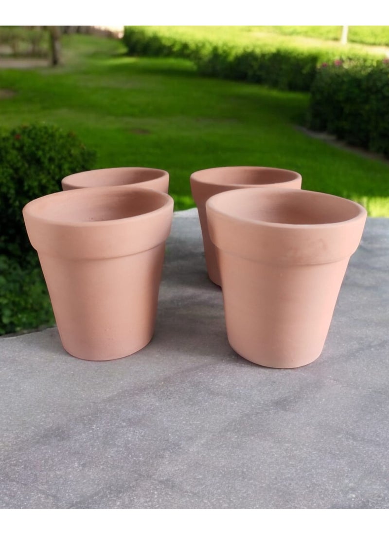 Generic 4 Pottery Planter Pots - 10cm for Office Decor, Kitchen Accessories, Home Decor, Fired Clay  - Image 2