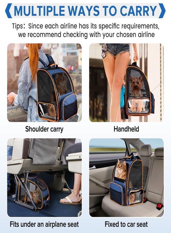 Discala Cat Backpack Carrier for Medium Small Dog Cat up to 20lbs, Pet Carrier Backpack, Ventilated Mesh Soft Sided Dog Backpack Carrier for Travel, Hiking, Outdoor Use - Blue - Image 4