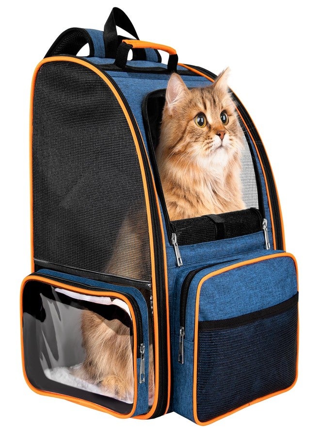 Discala Cat Backpack Carrier for Medium Small Dog Cat up to 20lbs, Pet Carrier Backpack, Ventilated Mesh Soft Sided Dog Backpack Carrier for Travel, Hiking, Outdoor Use - Blue - Image 1