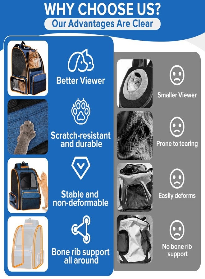 Discala Cat Backpack Carrier for Medium Small Dog Cat up to 20lbs, Pet Carrier Backpack, Ventilated Mesh Soft Sided Dog Backpack Carrier for Travel, Hiking, Outdoor Use - Blue - Image 3