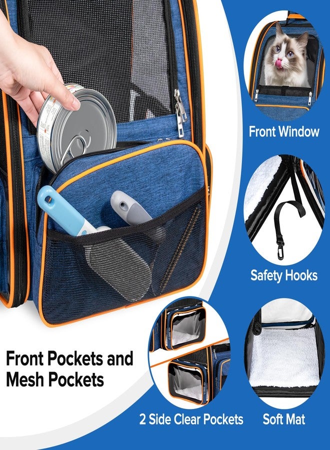 Discala Cat Backpack Carrier for Medium Small Dog Cat up to 20lbs, Pet Carrier Backpack, Ventilated Mesh Soft Sided Dog Backpack Carrier for Travel, Hiking, Outdoor Use - Blue - Image 5