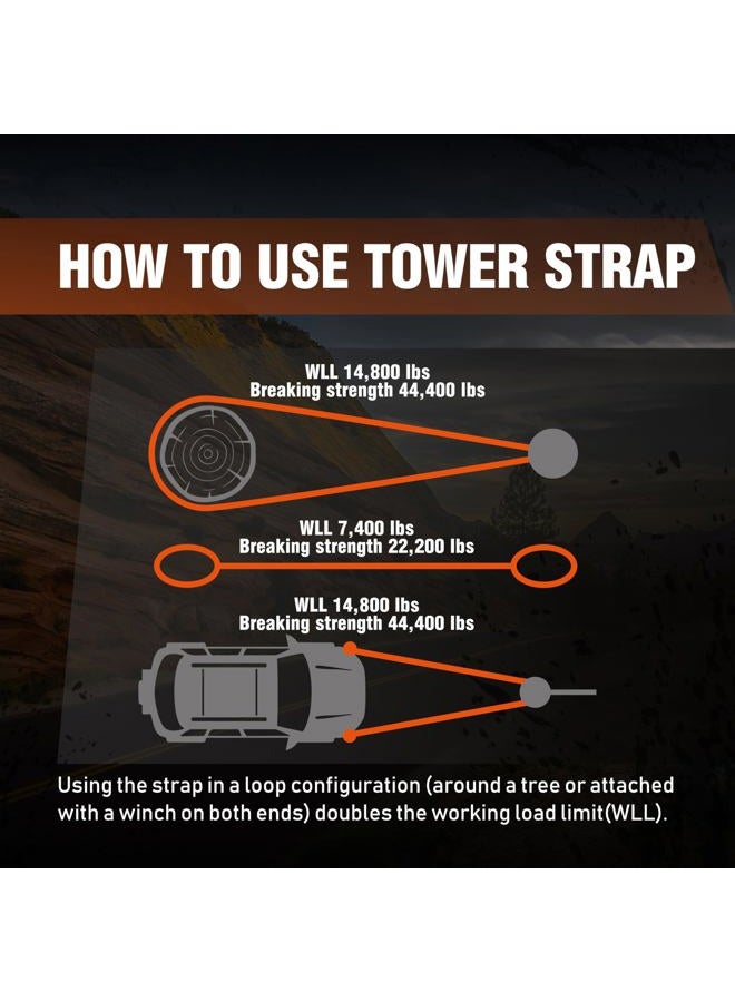 ATR Recovery Tow Strap 3" x 20ft – 22,200 lbs Breaking Strength, Heavy Duty Strap for Truck, SUV, Off-Road Pulling, Tow Rope with Storage Bag - Image 3