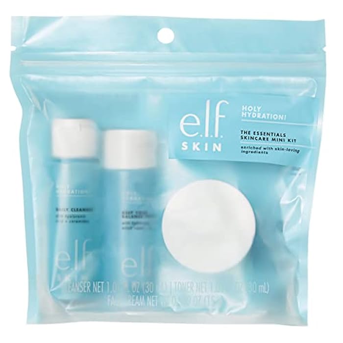 elf e.l.f. Skin Holy Hydration! The Essentials Mini Kit, Cleanser, Toner & Moisturizer for Hydrated & Balanced Skin, TSA-Friendly Sizes - Image 4