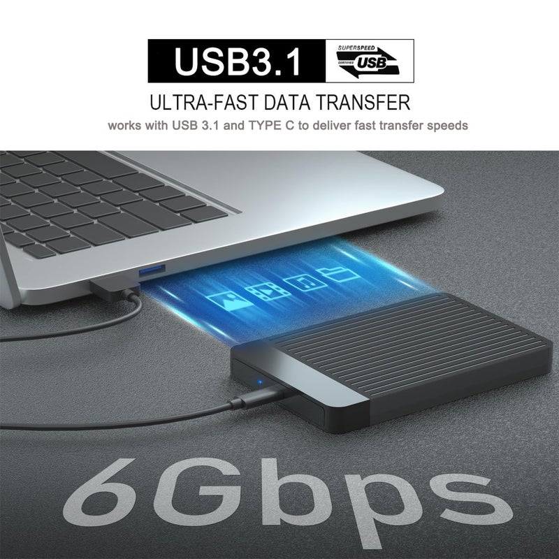 Tianken 160GB Ultra Slim Portable External Hard Drive USB 3.1 Type C HDD Storage for PC, Mac, Laptop, PS4, Xbox one - Image 2