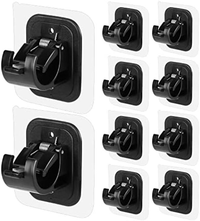 Codoule Self Adhesive No Drill Adjustable Curtain Rod Holder Hooks Brackets, Nail Free, No Drilling Hangers for Bathroom, Kitchen, Home, Bathroom and Hotel, Transparent, 8PCS - Image 1