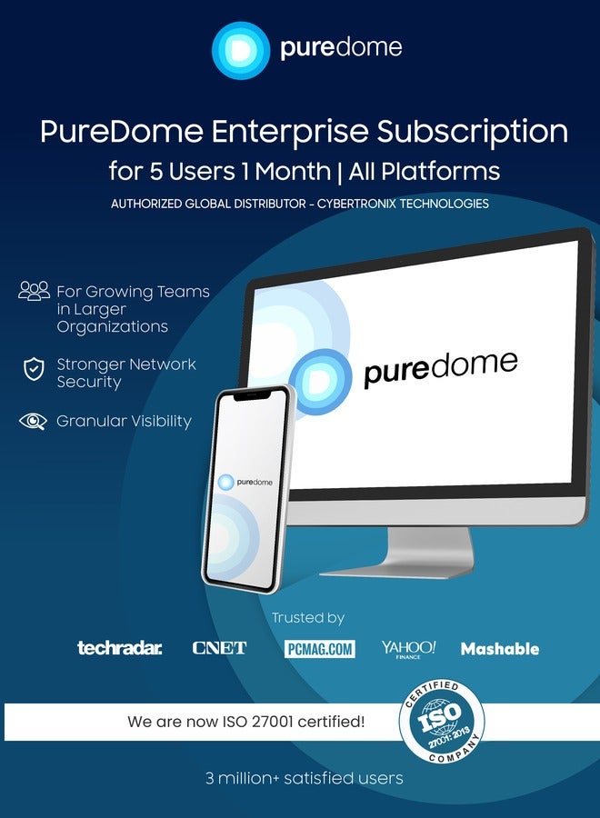 PureDome   Enterprise Subscription for 5 Users 1 Month| All Platforms | Digital   Subscription