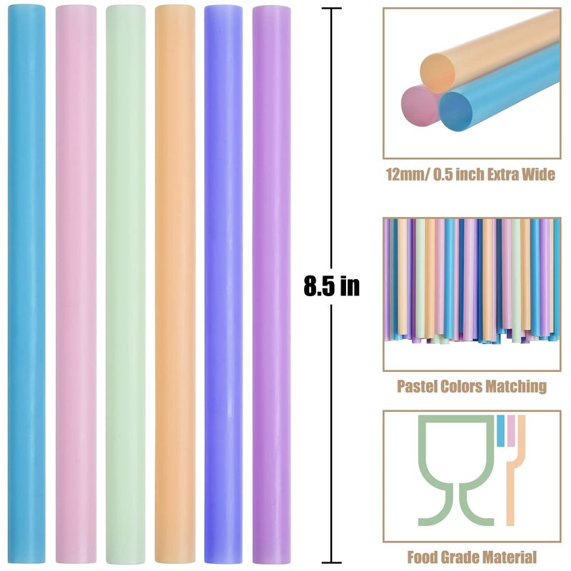 ALINK Jumbo Plastic Boba Straws  8.5"" L X 0.5"" D Extra Wide Disposable Smoothie Straws  Large Milkshake Straw for Bubble Tea  Tapioca Pearls  Pack of 100 - Image 2