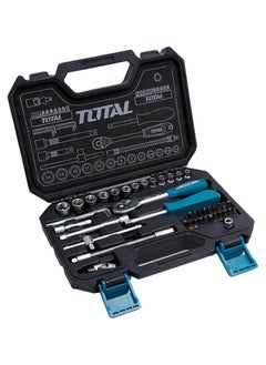 TOTAL 45PCS 1/4" Drive Socket Set – CR-V Steel, Ratchet Wrench, Screwdriver Bits & Accessories, Heat-Treated  - Image 1