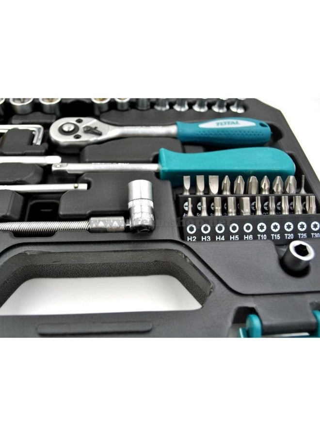 توتال طقم TOTAL THT141451 عدد 45 قطعة سوكيت 1/4 بوصة من فولاذ CR-V مع ذراع راتشيت ورؤوس مفكات وعلبة حفظ BMC - Image 2