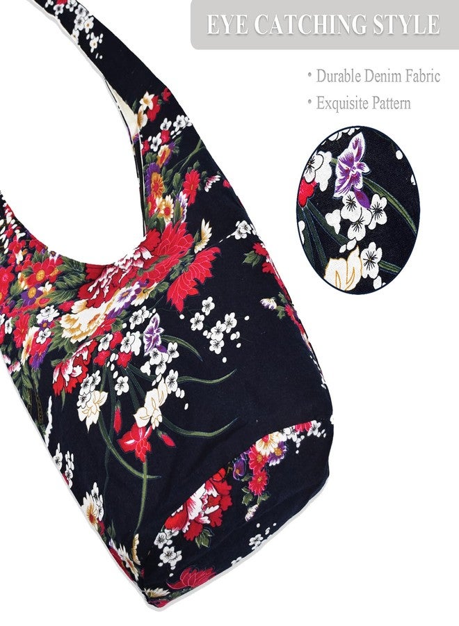 WITERY Large Hobo Sling bag For Women - Handmade Ethnic Canvas Cloth Crossbody Bags with Zip Closure, Ladies Everyday Small Hippie Purse Sling Tote Travel Purse Shoulder Bag - Image 5