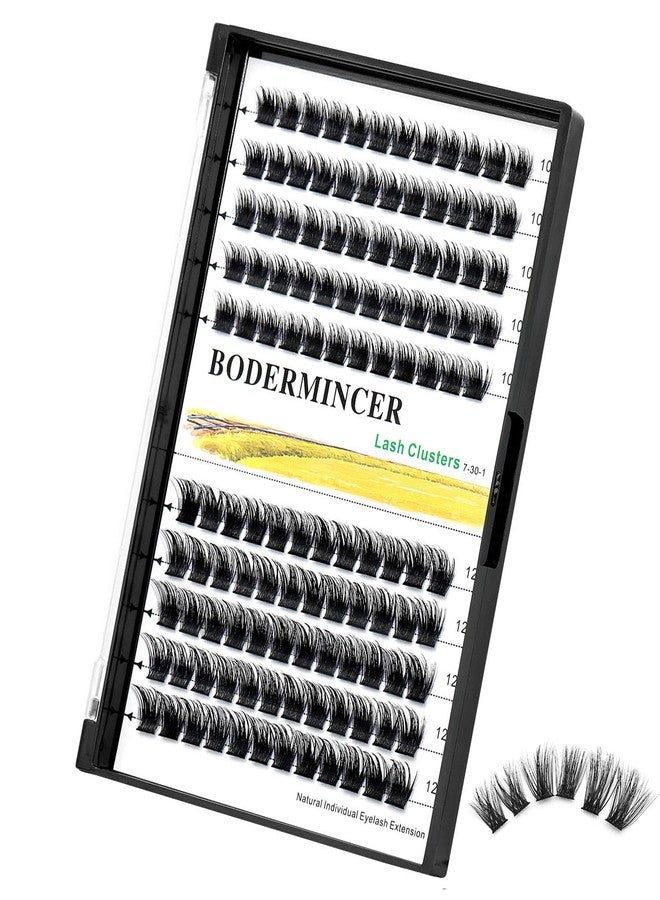 Bodermincer 120 Clusters 10mm+12mm/12mm+14mm Mixed Lash Cluster False Eyelash Individual Cluster EyeLashes Grafting Fake False Eyelashes Eyelash Extension (M01-Black-12mm) - Image 1