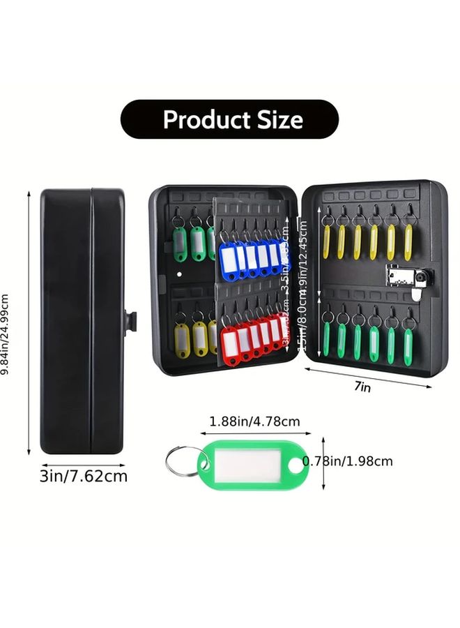 51pcs Wall Mounted Security Lock Box With 48 Slots Black Steel Key Holder - Image 2
