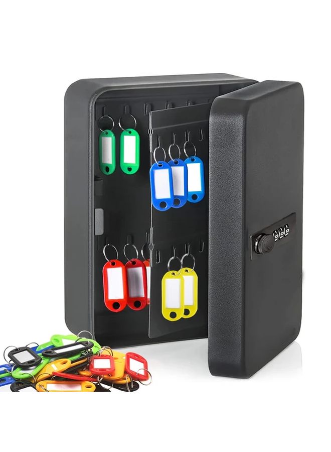 51pcs Wall Mounted Security Lock Box With 48 Slots Black Steel Key Holder - Image 1