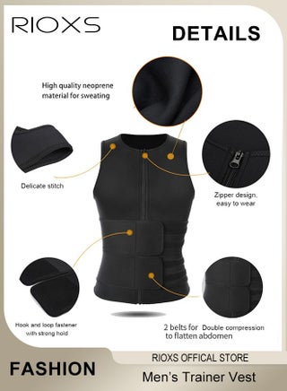 Men's Slim Body Shaper Vest, Abdomen Slim Top Compression Tank, Body Shapewear Vest With Front Zipper,  Body Shaping Sauna Vest For Men, Breathable Gym Fitness Body Shaping Vest - view 5