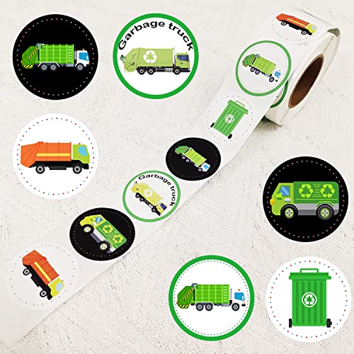 ATSMOICY 500 Garbage Truck Themed Party Decorations Labels Roll Stickers Rubbish Truck Baby Shower Birthday Waste Management Recycling Party Supplies Decorations Favors Stickers