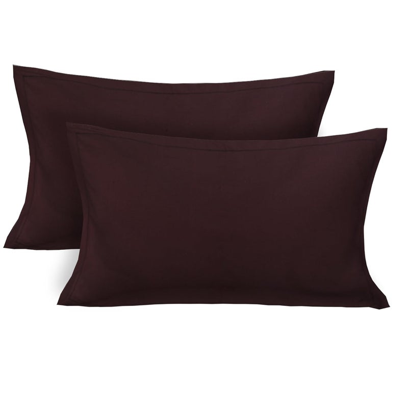Clasiko Cotton 200 TC Pillow Cover, Standard, Brown, Maroon, 4 Pieces - Image 2