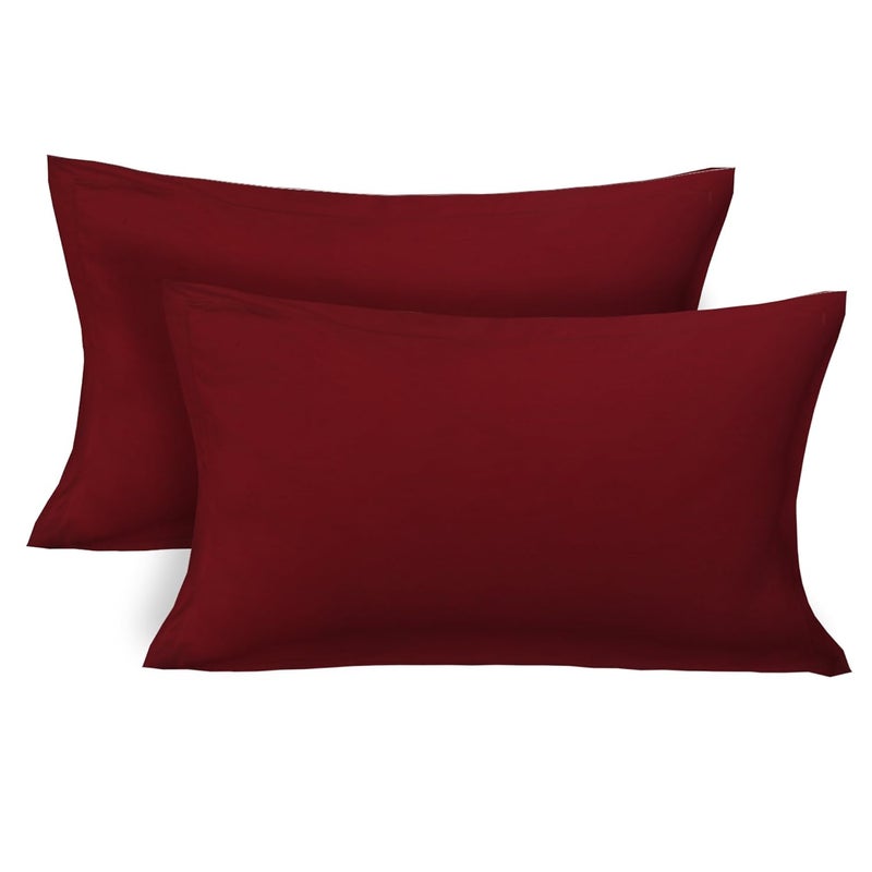 Clasiko Cotton 200 TC Pillow Cover, Standard, Brown, Maroon, 4 Pieces - Image 3