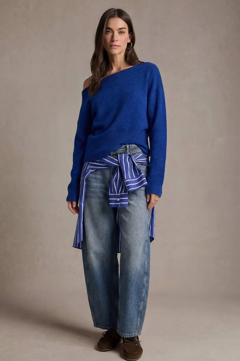ديفاكتو Regular Fit Strapless Knitwear Pullover
