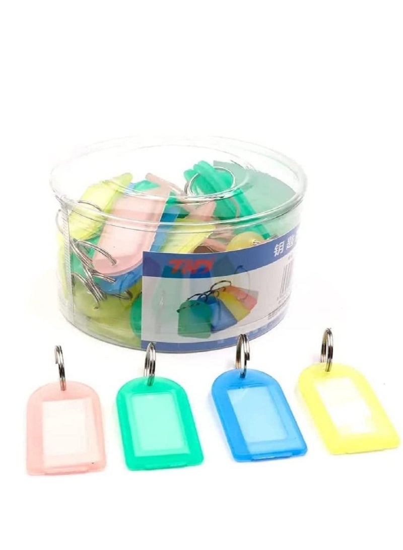 E COMMERCE  BAG E-commerce BAG 36 pieces Plastic Key ID Label Tags Multicolor with Split Keyring Keychain for Luggage Pet Name Hotel Office Room Memory Multiusers Stick - Image 1