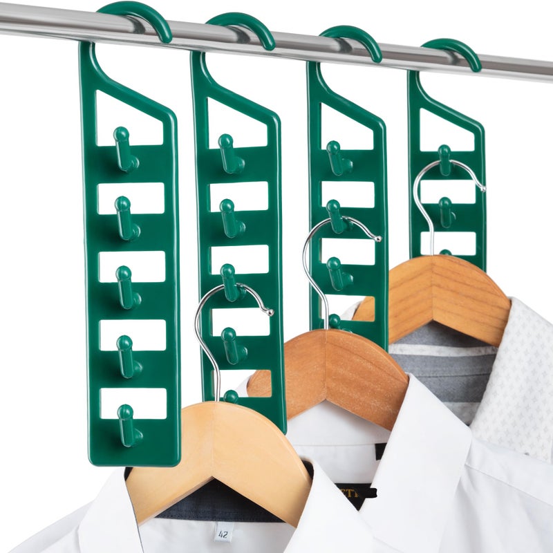 CraftyCrocodile Space Saving Hangers for Clothes - 4 in Pack  Heavy Duty Plastic  Multi Closet Space Savers for Shirts  Pants  Jeans  Sweaters - Hanger Organizer Space Saver - Image 1