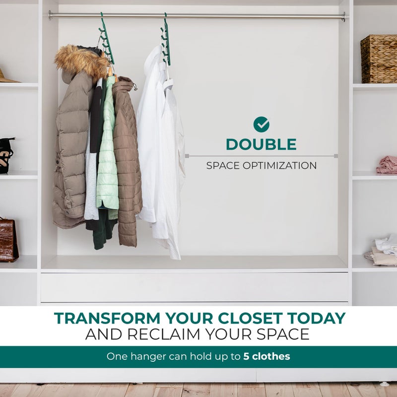 CraftyCrocodile Space Saving Hangers for Clothes - 4 in Pack  Heavy Duty Plastic  Multi Closet Space Savers for Shirts  Pants  Jeans  Sweaters - Hanger Organizer Space Saver - Image 5