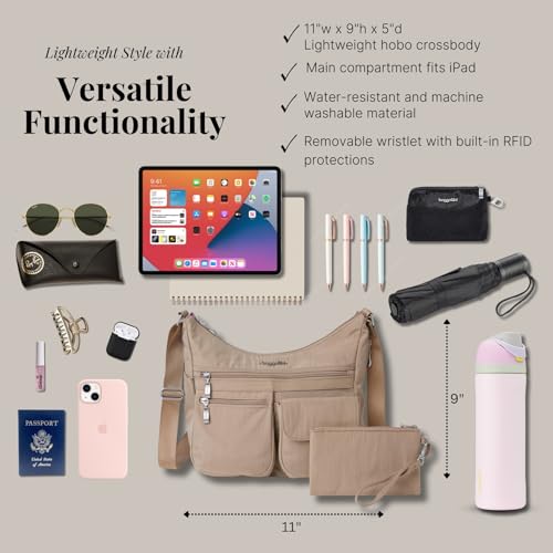 Baggallini Everywhere Bagg - Hobo Crossbody Bag for Women with RFID Wristlet – Water-resistant Travel Bag - Image 4