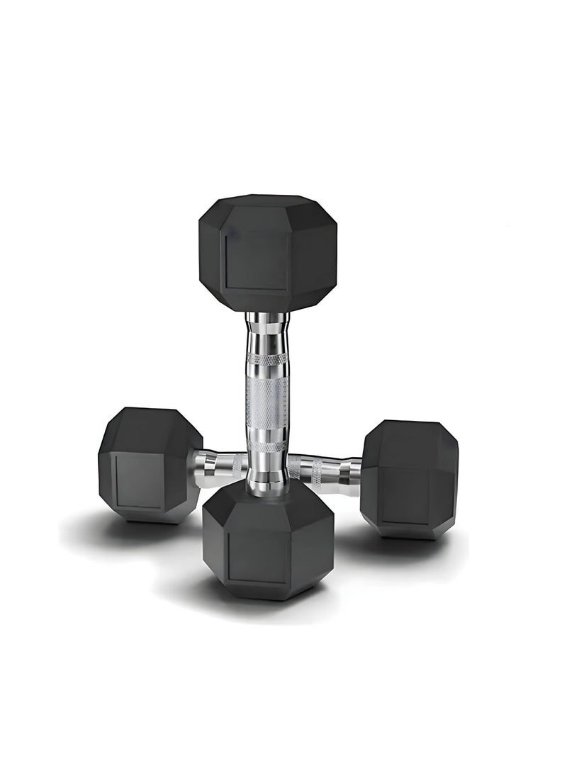 H PRO HM Sports 5KG Hex Dumbbell Pair | Rubber Coated Anti-Roll Free Weights - Image 1